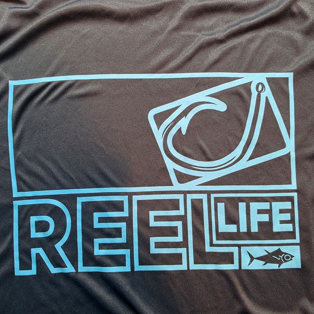 Reel Life Shirt Mens S Blue Logo Long Sleeve Lightweight Fishing T-Shirt